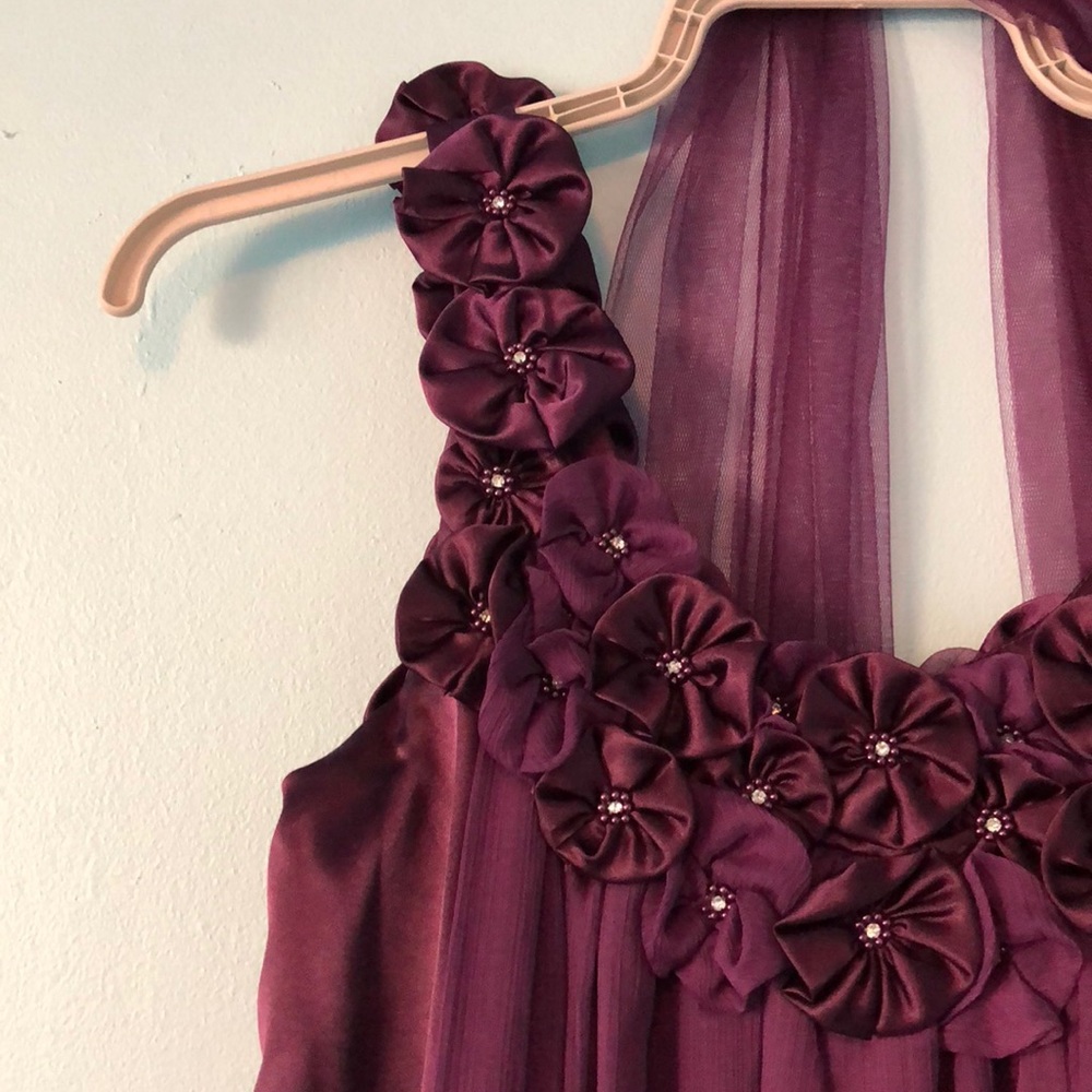 Purple Dress with Floral Neckline